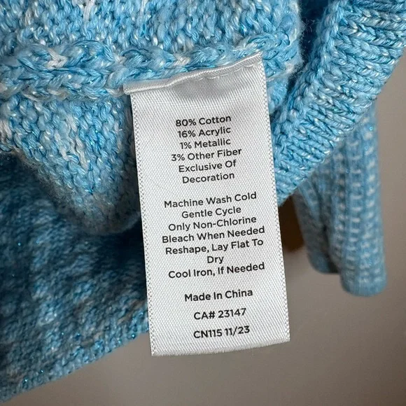 Women’s Talbots collared zip cardigan jacket light blue&white tweed size SP - Picture 6 of 10